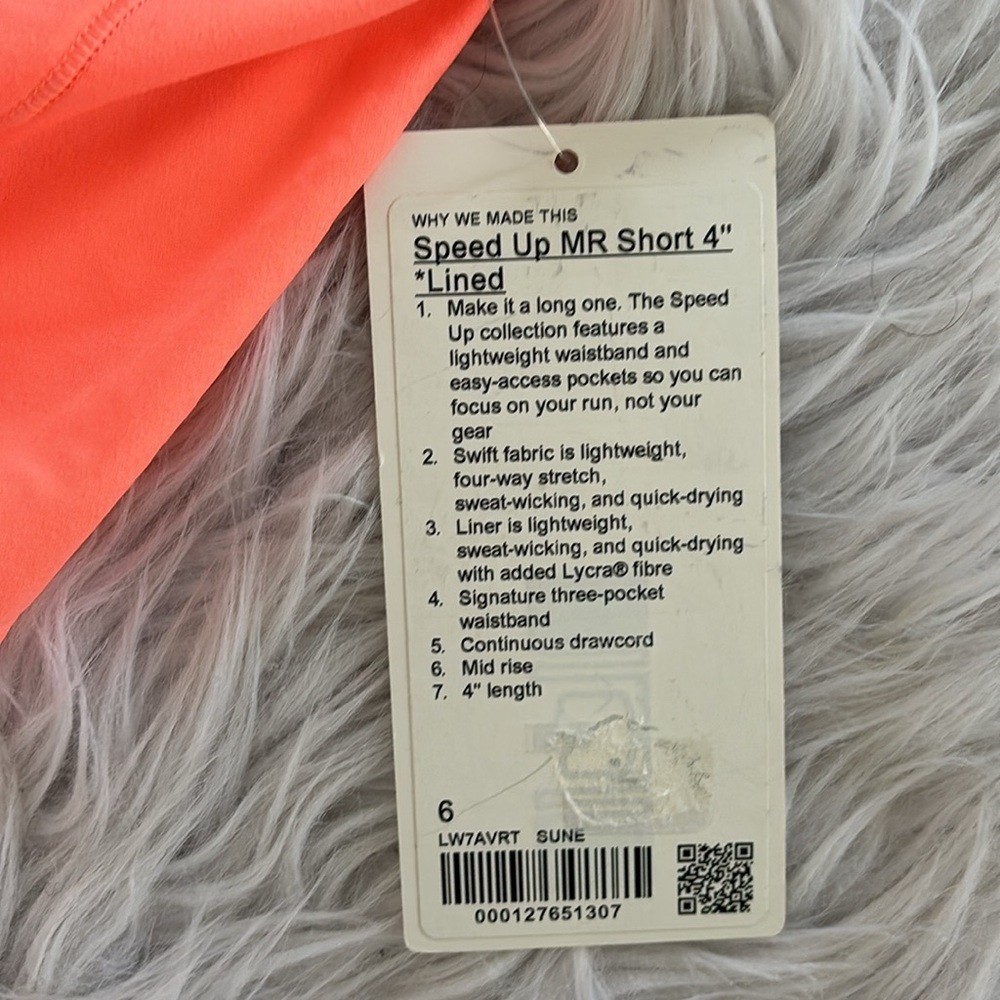 NWT Lululemon Athletica Speed up running shorts Sunset size 6 MR 4” inseam - Picture 3 of 6